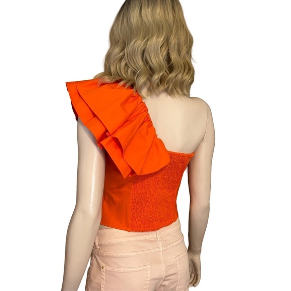 Anthropologie Sunday in Brooklyn Blouse Top One Shoulder Ruffle Flounce NWOT - Picture 7 of 16